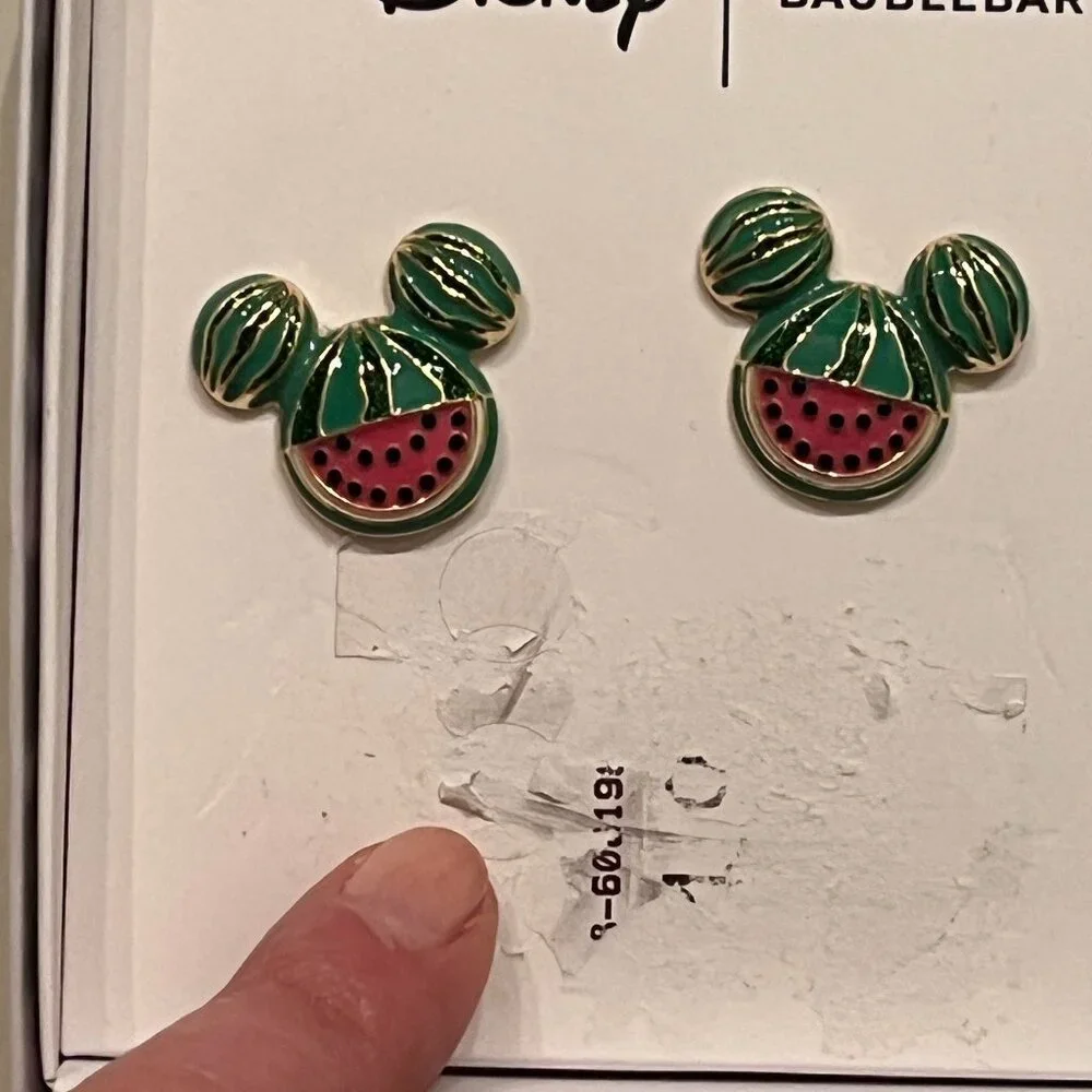 Disney‎ BaubleBar Mickey Mouse Watermelon Stud Earrings (NEW) (k/x)
